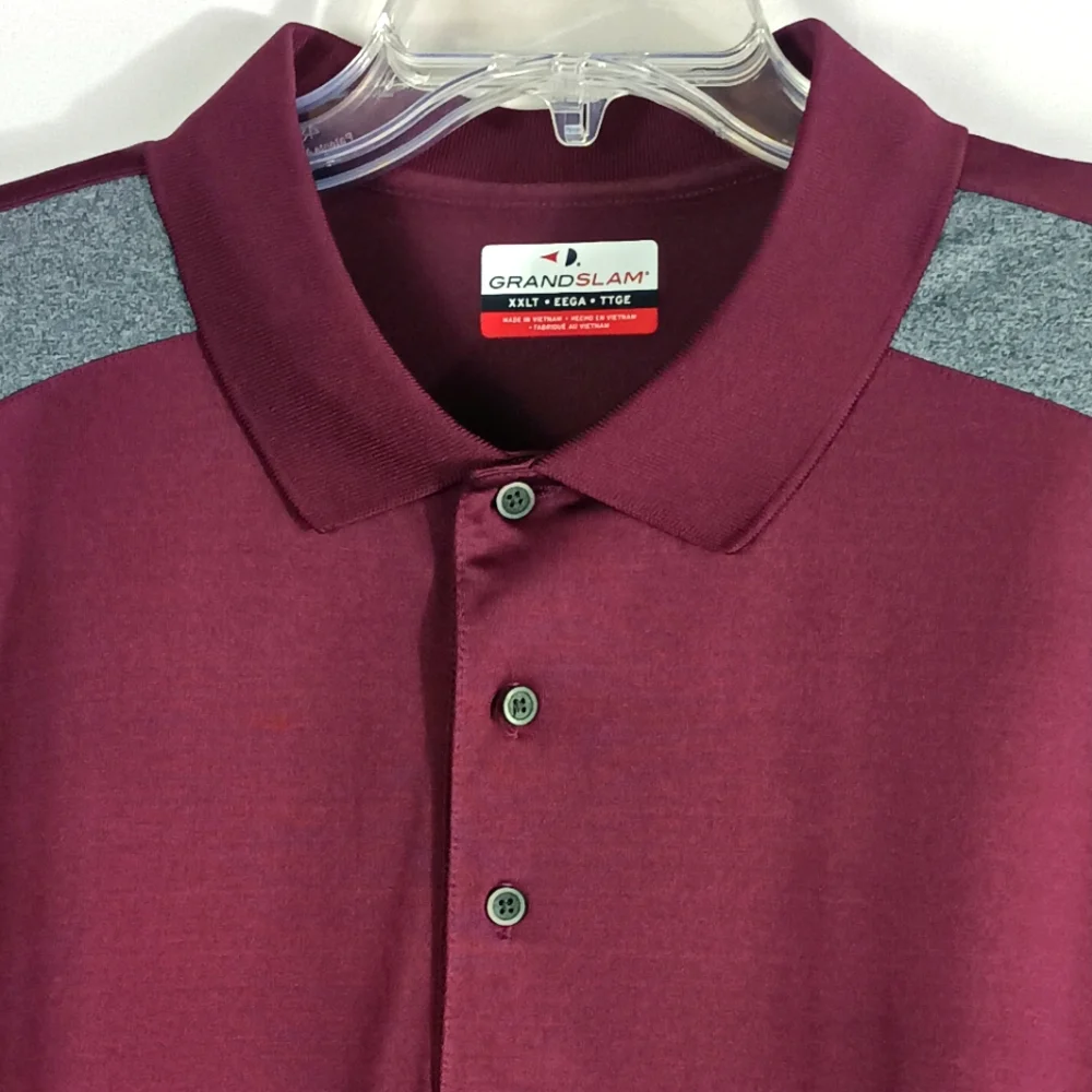 Grand Slam Performance Maroon/Gray Polo Shirt Men's Size XXLT Short Sleeve - EUC - Picture 4 of 4